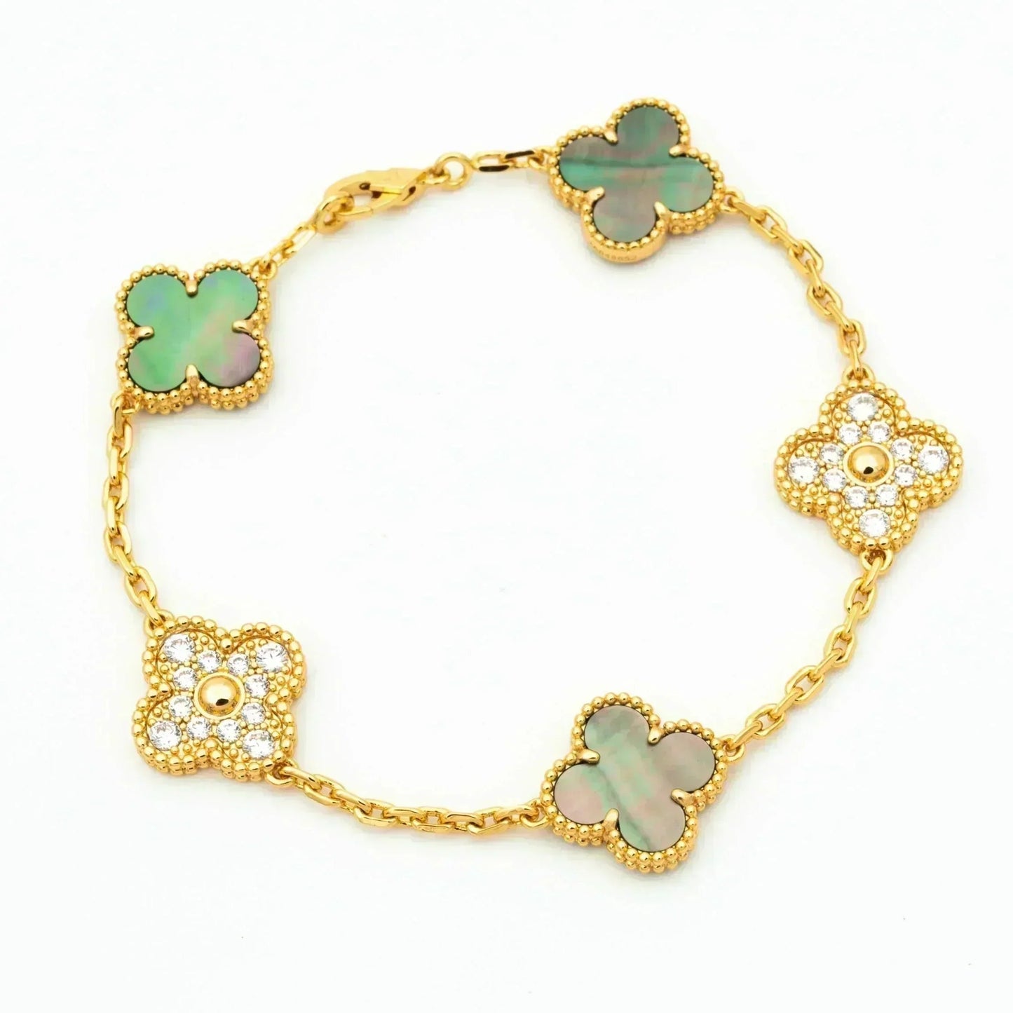 [Triumph Jewelry] CLOVER 5 MOTIF GRAY MOP BRACELET COLLECTION