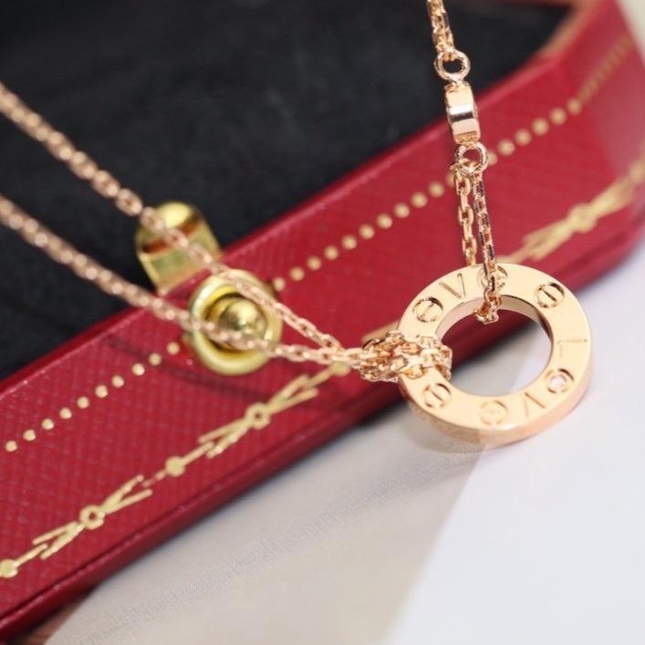 [Triumph Jewelry]LOVE NECKLACE ADJUSTABLE ROSE GOLD 2 DIAMOND