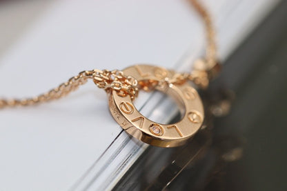 [Triumph Jewelry]LOVE NECKLACE ADJUSTABLE ROSE GOLD 2 DIAMOND