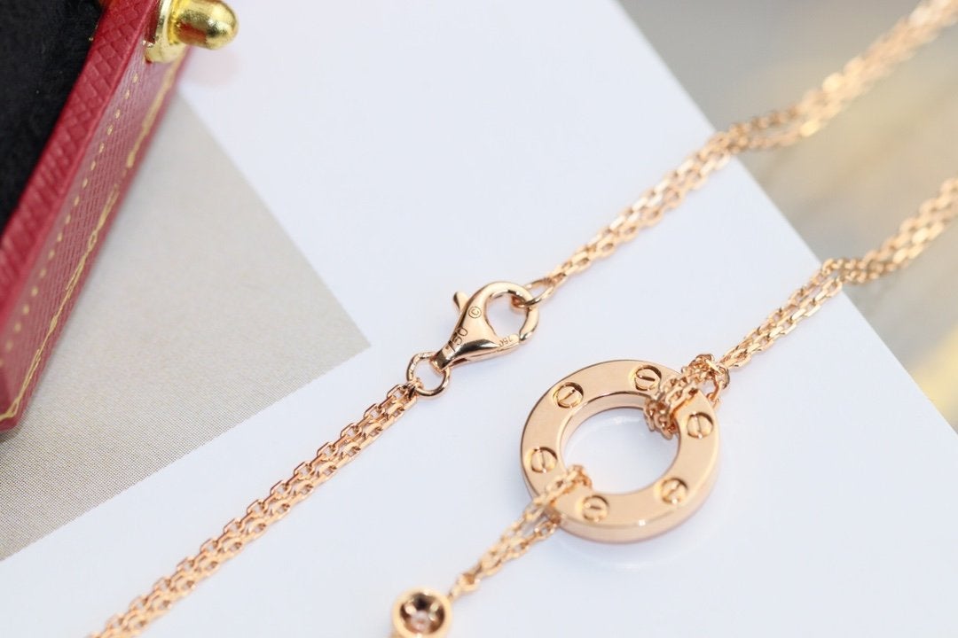[Triumph Jewelry]LOVE NECKLACE ADJUSTABLE ROSE GOLD 2 DIAMOND