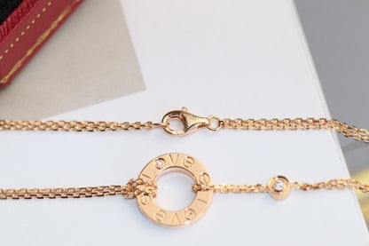 [Triumph Jewelry]LOVE NECKLACE ADJUSTABLE ROSE GOLD 2 DIAMOND