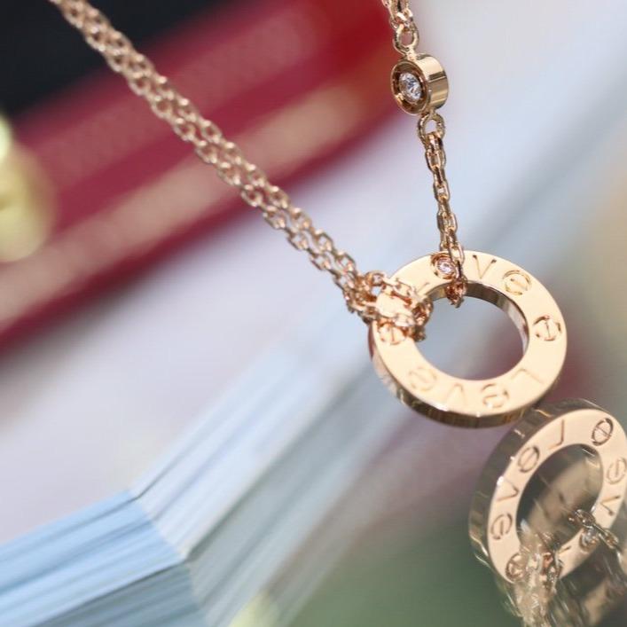 [Triumph Jewelry]LOVE NECKLACE ADJUSTABLE ROSE GOLD 2 DIAMOND