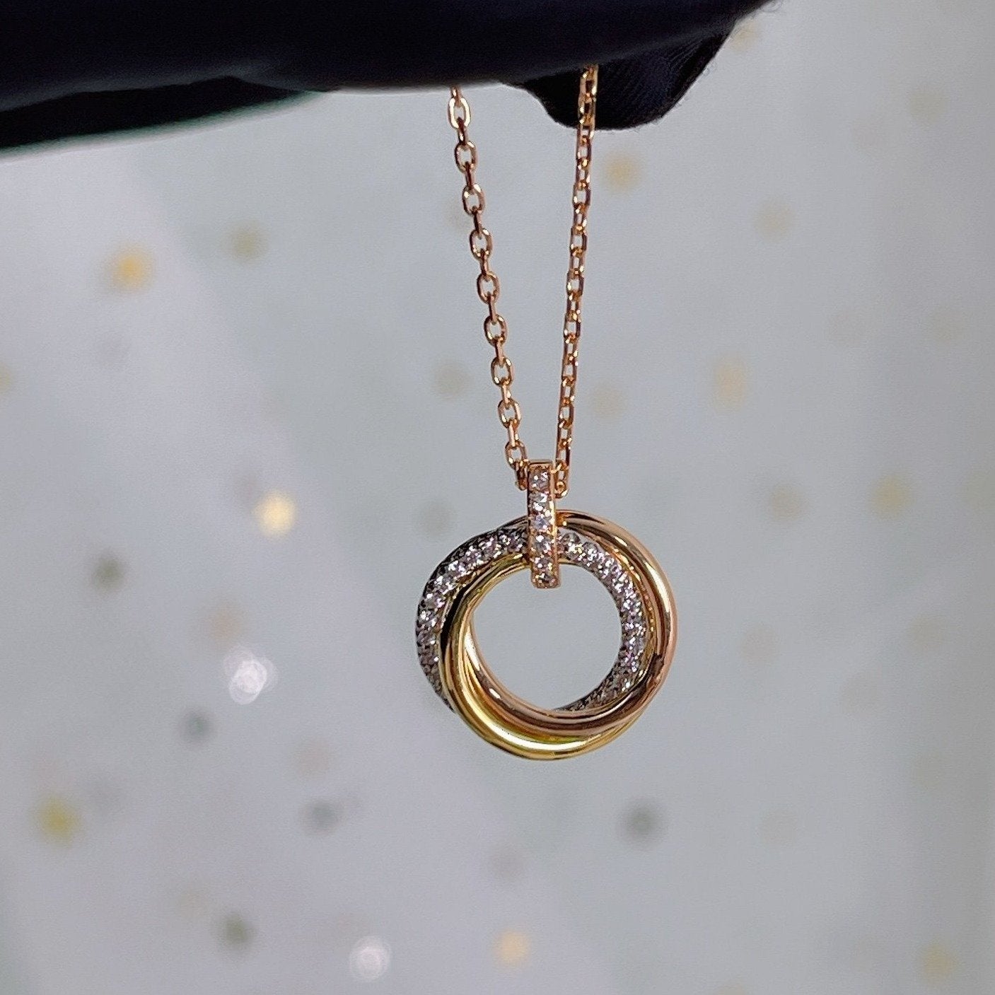 [Triumph Jewelry]TRINITY NECKLACE SILVER GOLD PINK GOLD DIAMONDS