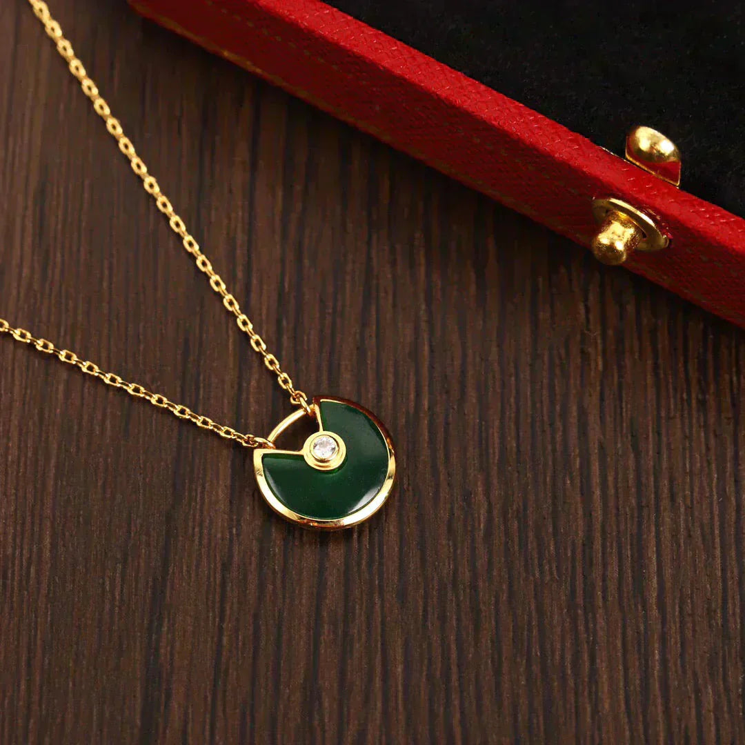 [Triumph Jewelry]AMULETTE GOLD MALACHITE NECKLACE