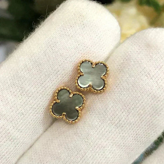 [Triumph Jewelry]CLOVER MINI 9.5MM GRAY MOP EARRINGS