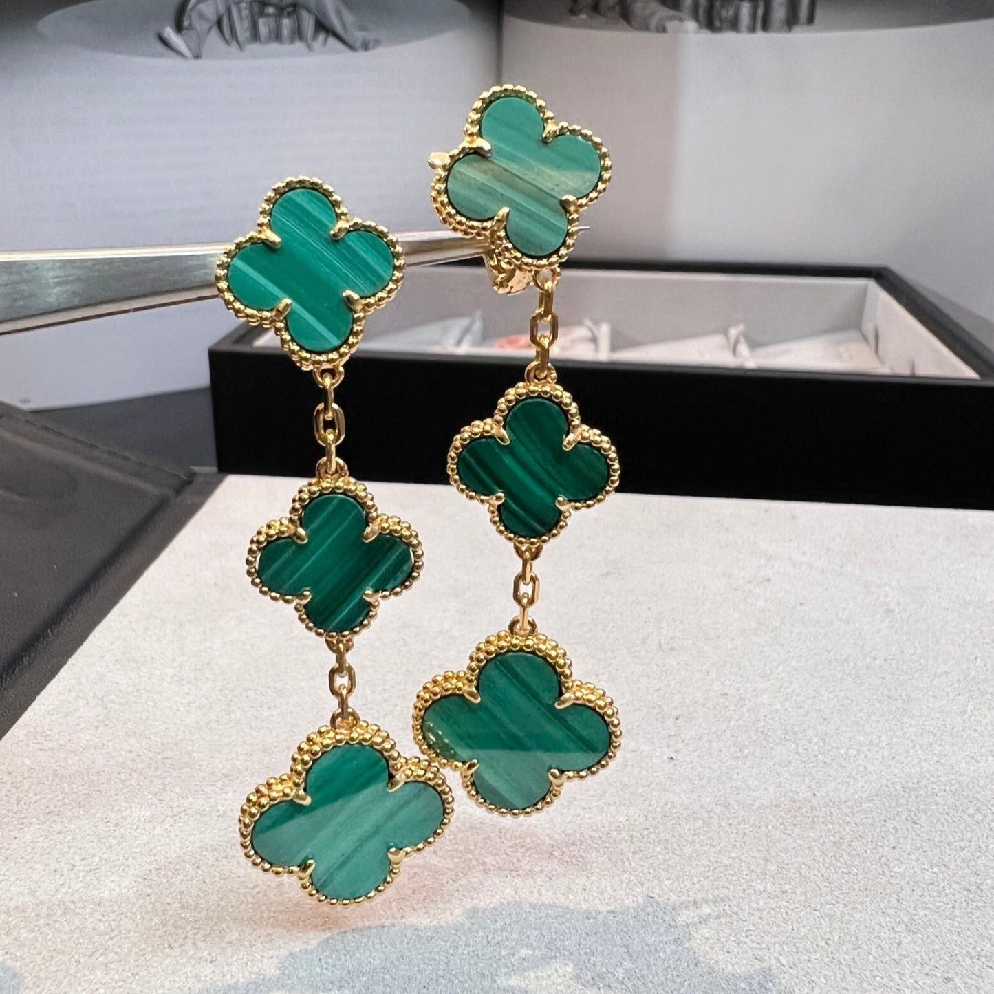 [Triumph Jewelry]CLOVER MALACHITE 3 MOTIFS GOLD