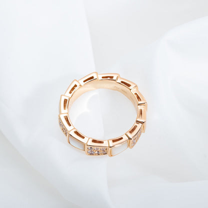 [Triumph Jewelry]SERPENTI RING PINK GOLD MOP DIAMOND PAVED 4MM