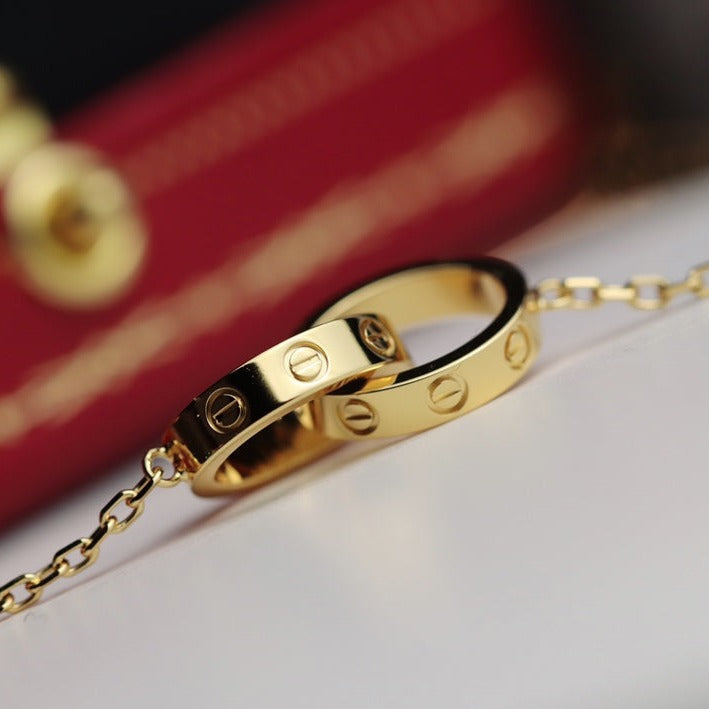 [Triumph Jewelry]LOVE NECKLACE DOUBLE RING GOLD