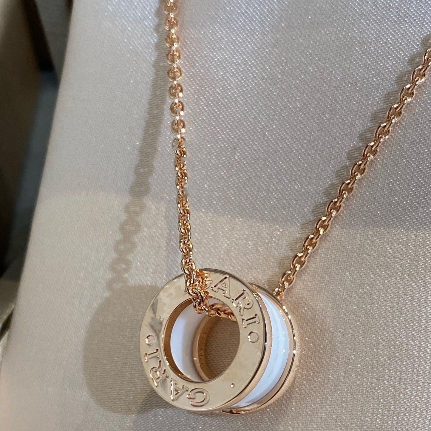 [Triumph Jewelry]ZERO 1 WHITE CERAMIC PINK GOLD NECKLACE