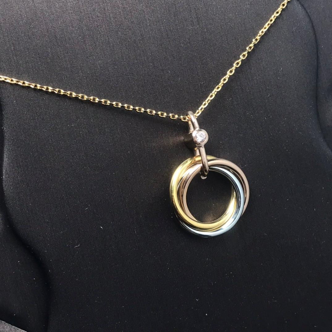 [Triumph Jewelry]TRINITY SILVER GOLD PINK GOLD NECKLACE
