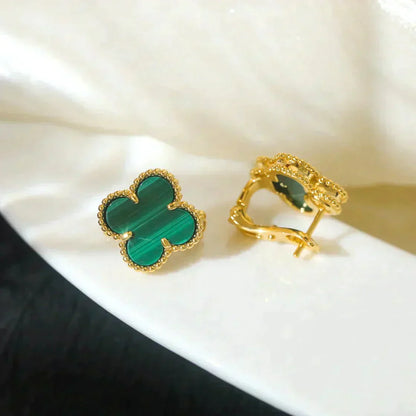 [Triumph Jewelry]CLOVER MEDIUM 1 MOTIFS MALACHITE  EARRINGS