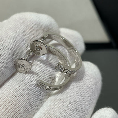 [Triumph Jewelry]LOVE DIAMOND SILVER HOOP EARRINGS