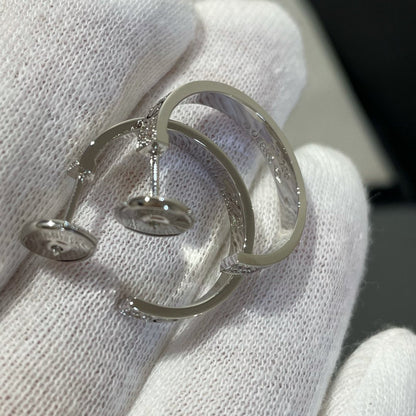 [Triumph Jewelry]LOVE DIAMOND SILVER HOOP EARRINGS