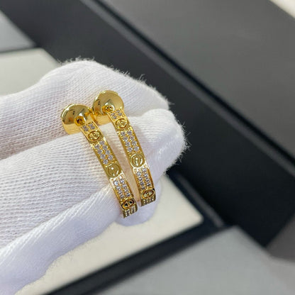 [Triumph Jewelry]LOVE DIAMOND GOLD HOOP EARRINGS