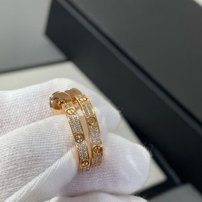 [Triumph Jewelry]LOVE DIAMOND PINK GOLD HOOP EARRINGS