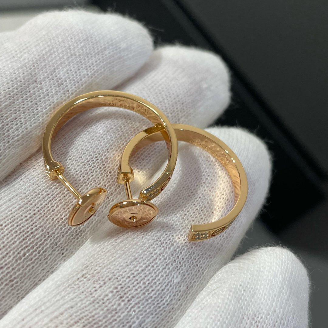 [Triumph Jewelry]LOVE DIAMOND PINK GOLD HOOP EARRINGS