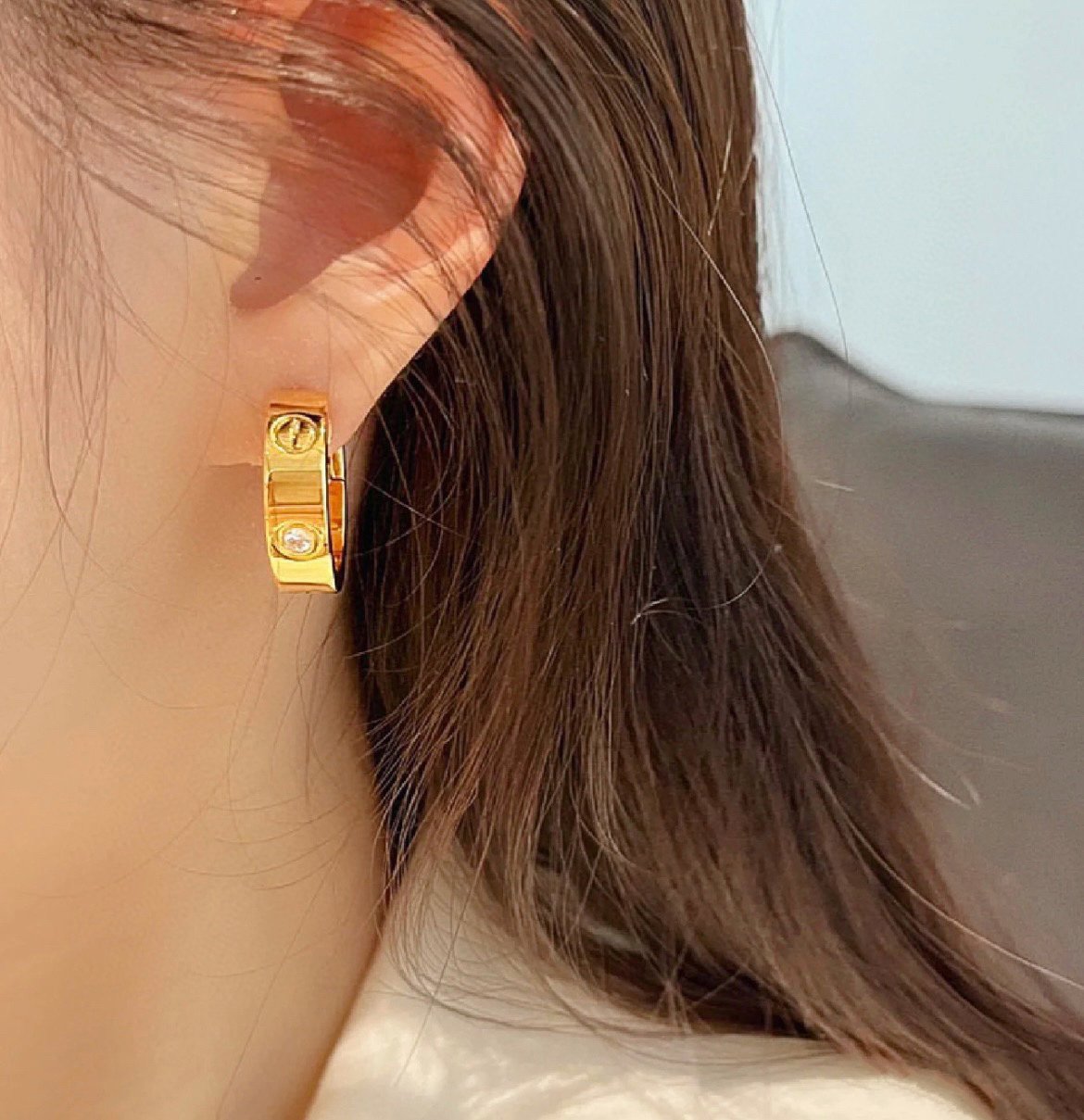 [Triumph Jewelry]LOVE 5.5MM 1 DIAMOND EARRINGS