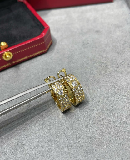 [Triumph Jewelry]LOVE 5.5MM DIAMOND PAVED EARRINGS