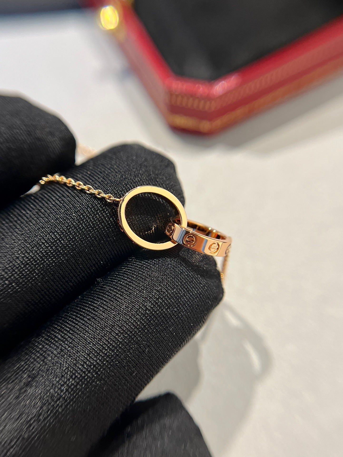 [Triumph Jewelry]LOVE NECKLACE DOUBLE RING PINK GOLD