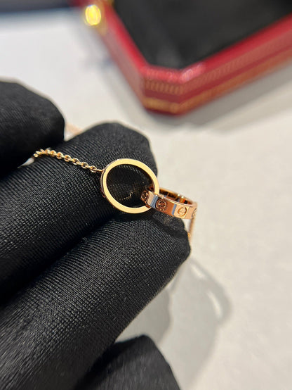 [Triumph Jewelry]LOVE NECKLACE DOUBLE RING PINK GOLD