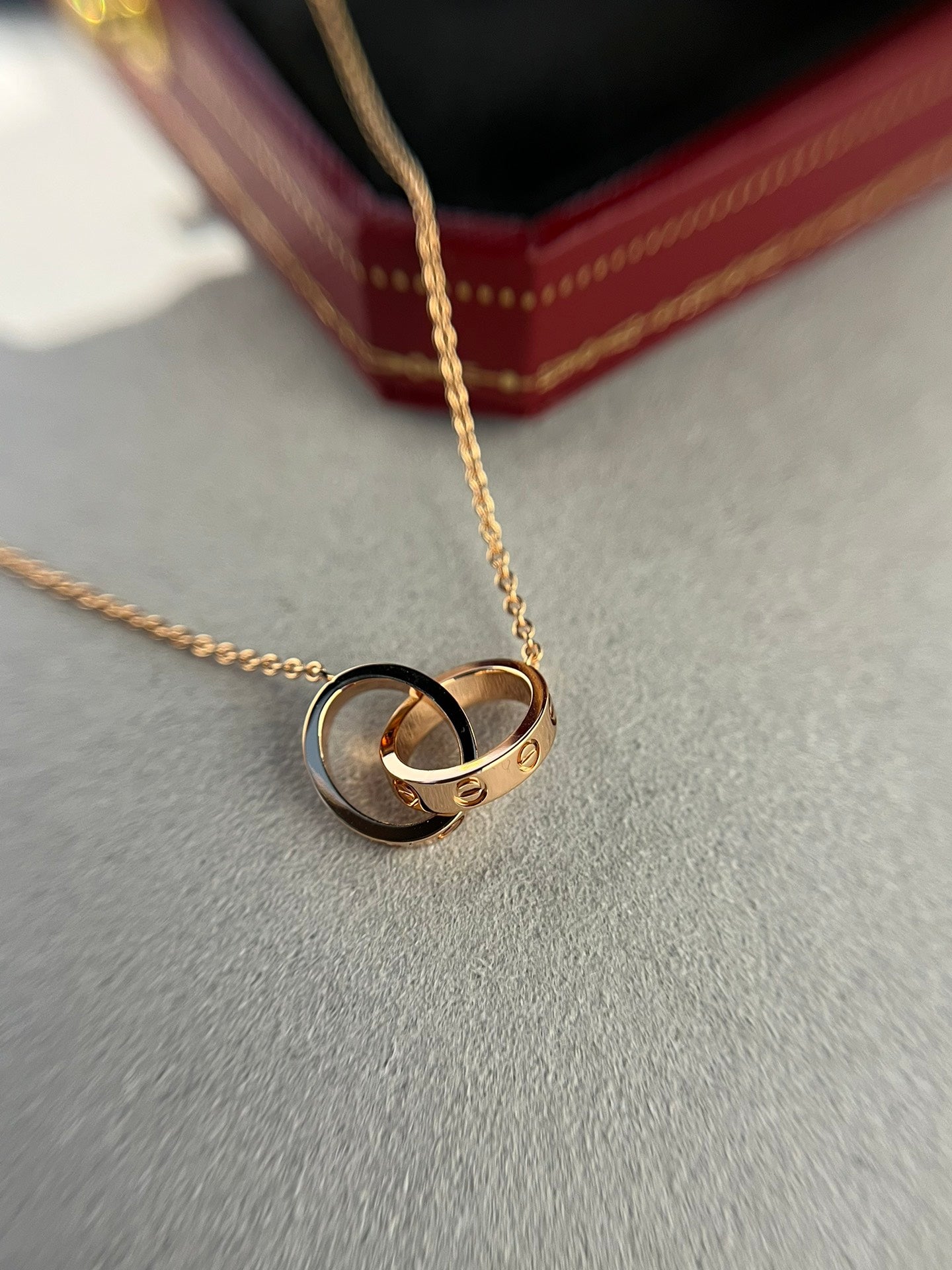 [Triumph Jewelry]LOVE NECKLACE DOUBLE RING PINK GOLD