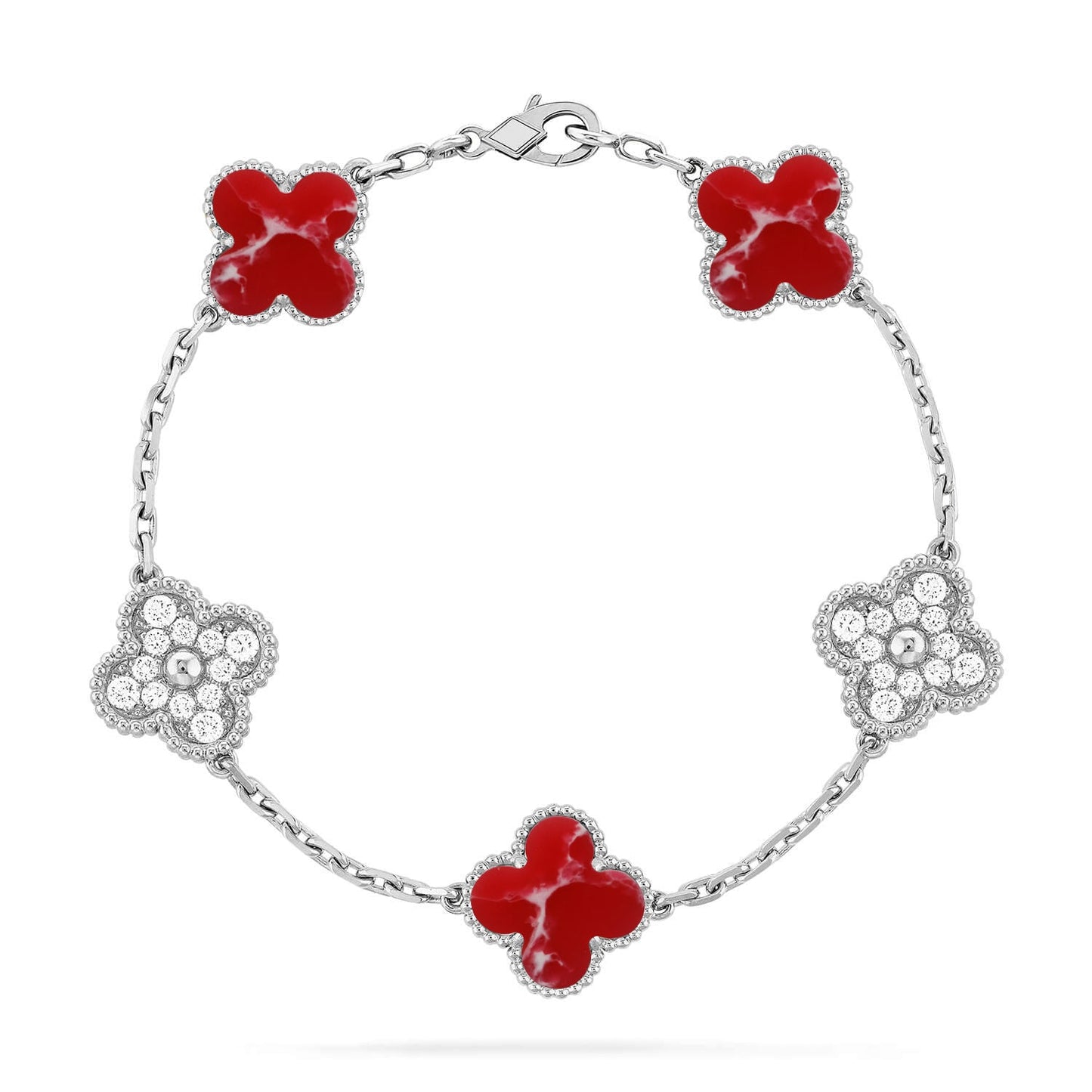[Triumph Jewelry]CLOVER 5 MOTIF RED PATTERN BRACELET COLLECTION