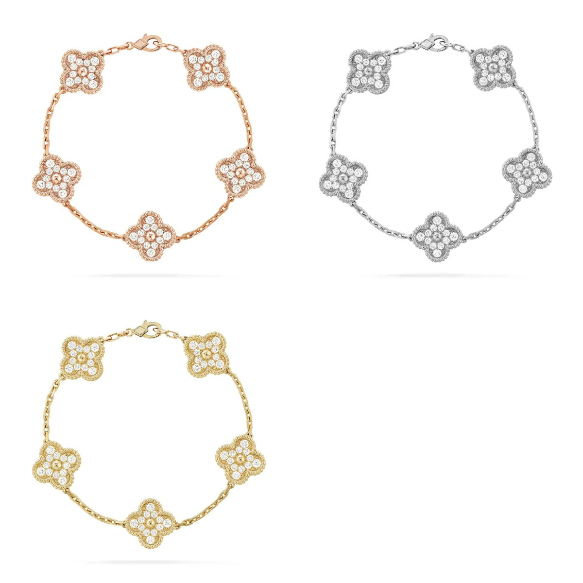 [StTriumph Jewelryar Jewelry] CLOVER 5 MOTIF FULL DIAMOND BRACELET COLLECTION