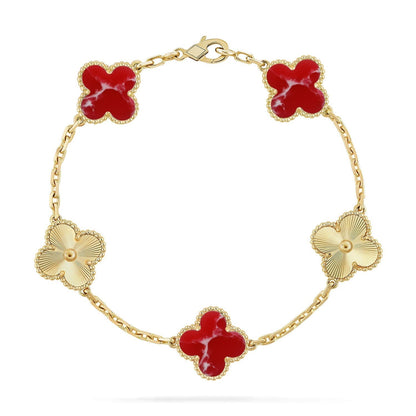 [Triumph Jewelry]CLOVER 5 MOTIF RED PATTERN BRACELET COLLECTION