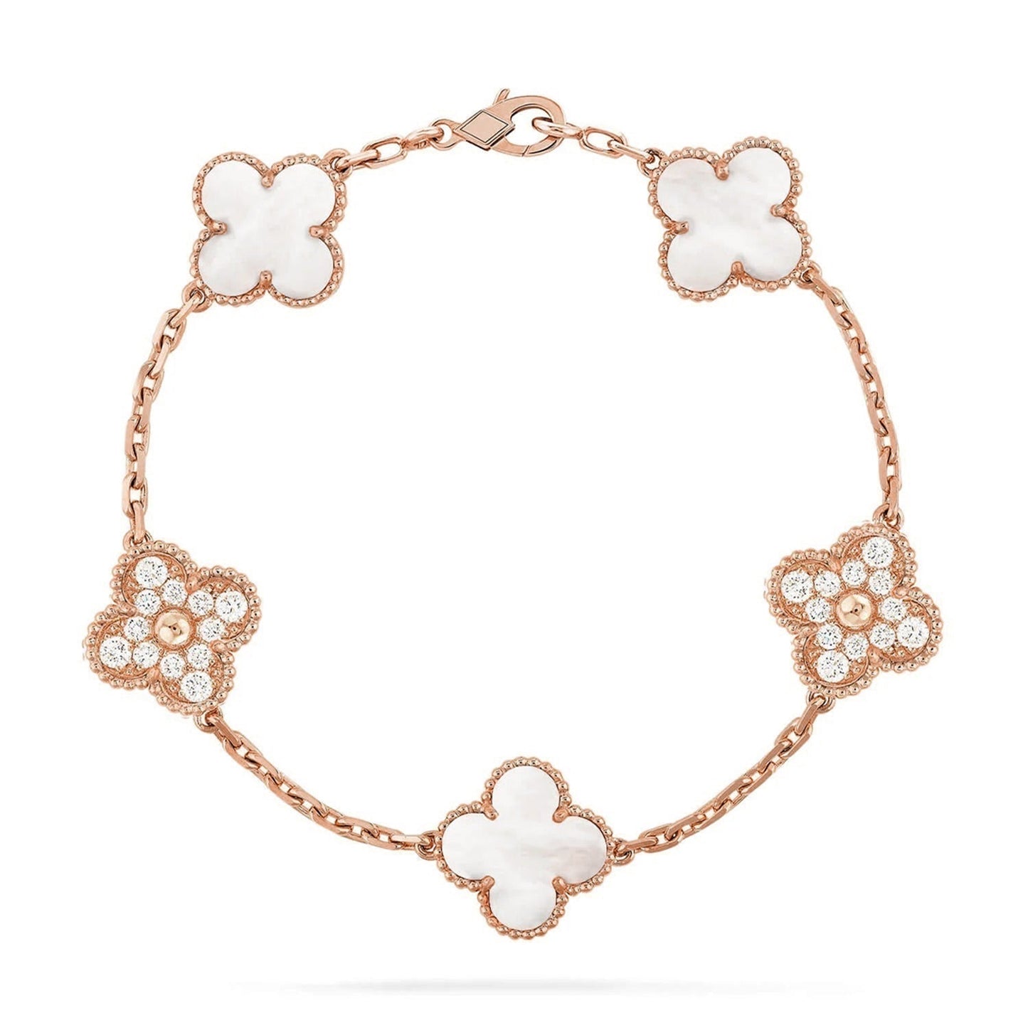 [Triumph Jewelry]CLOVER WHITE PEARL MOP 5 MOTIF BRACELET COLLECTION