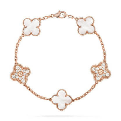 [Triumph Jewelry]CLOVER WHITE PEARL MOP 5 MOTIF BRACELET COLLECTION