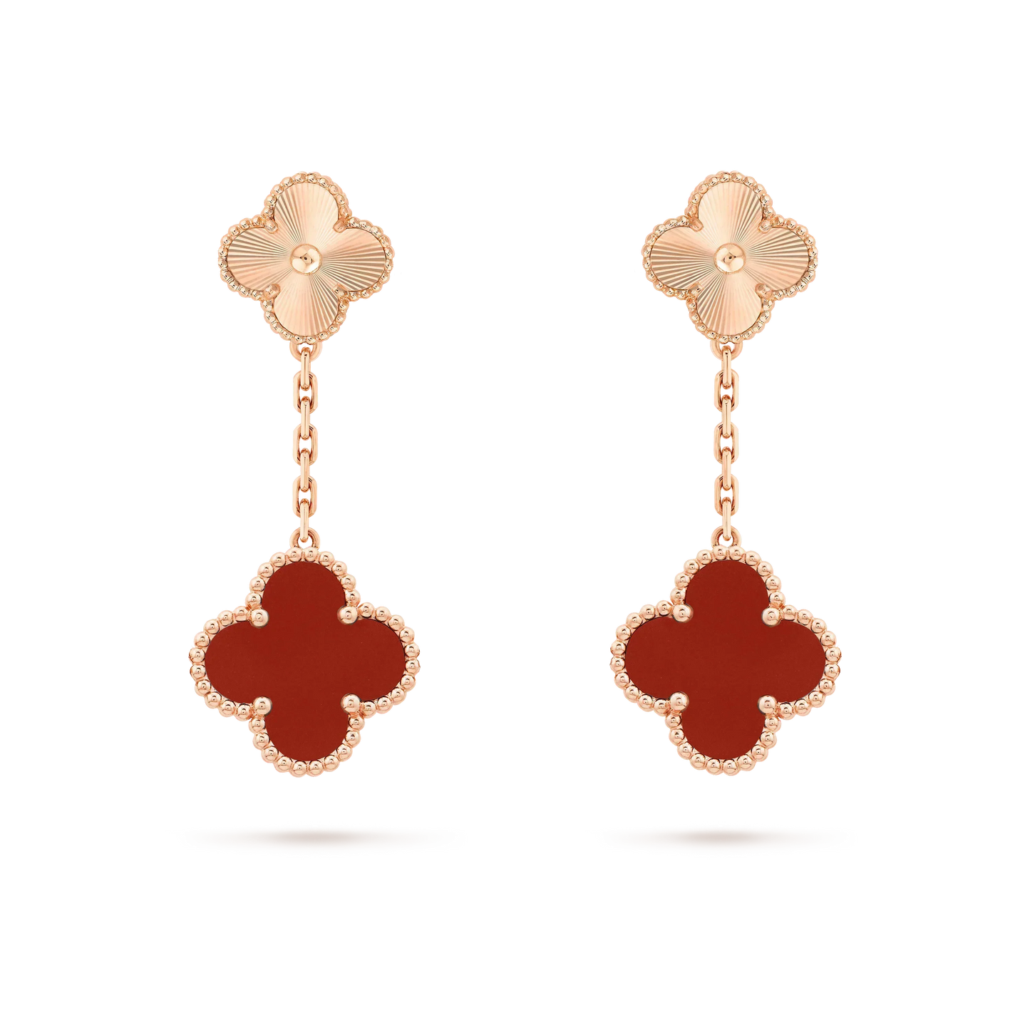 [Triumph Jewelry]CLOVER 2 MOTIF  LASER CARNELIAN EARRINGS