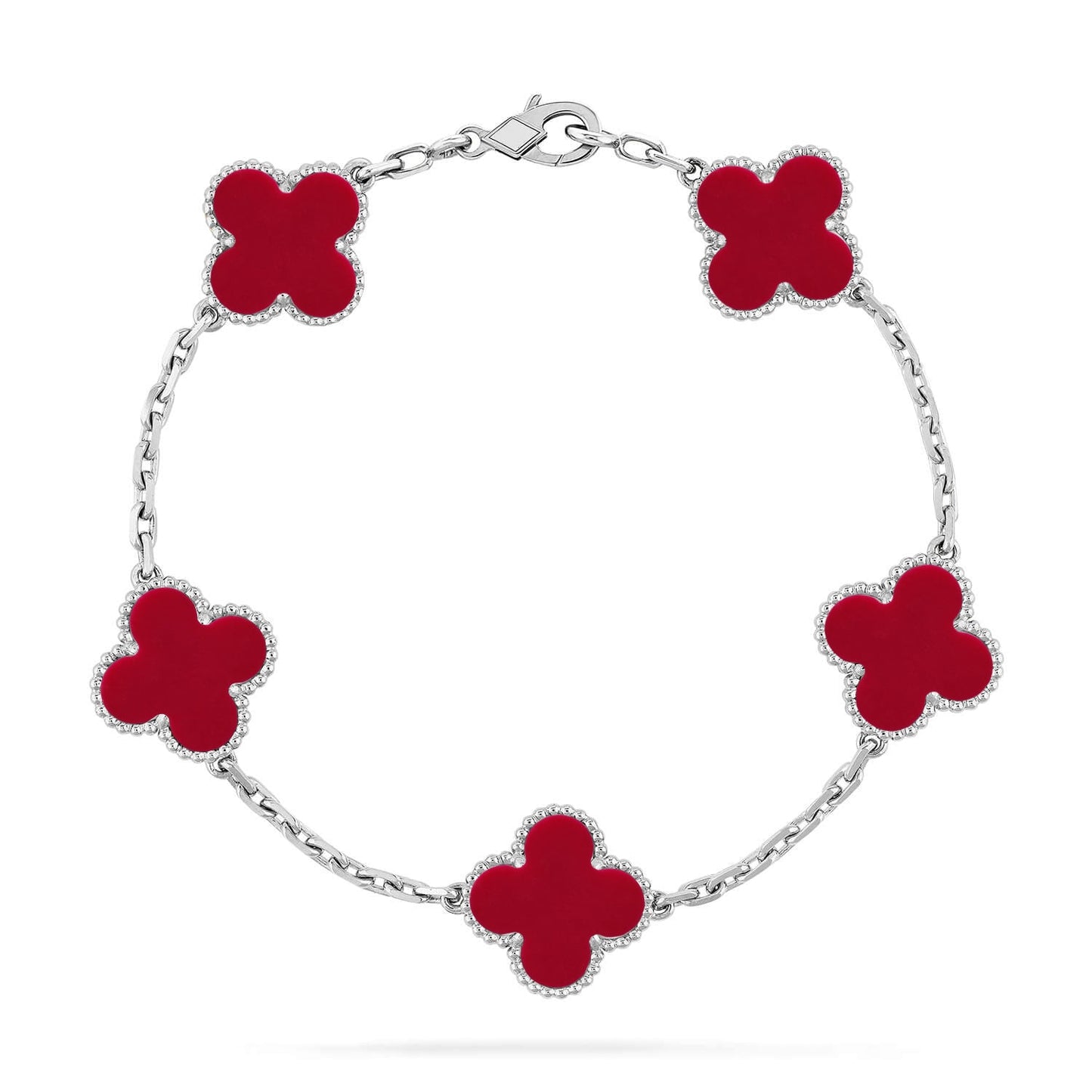 [Triumph Jewelry] CLOVER 5 MOTIF RED CORNELIAN BRACELET COLLECTION