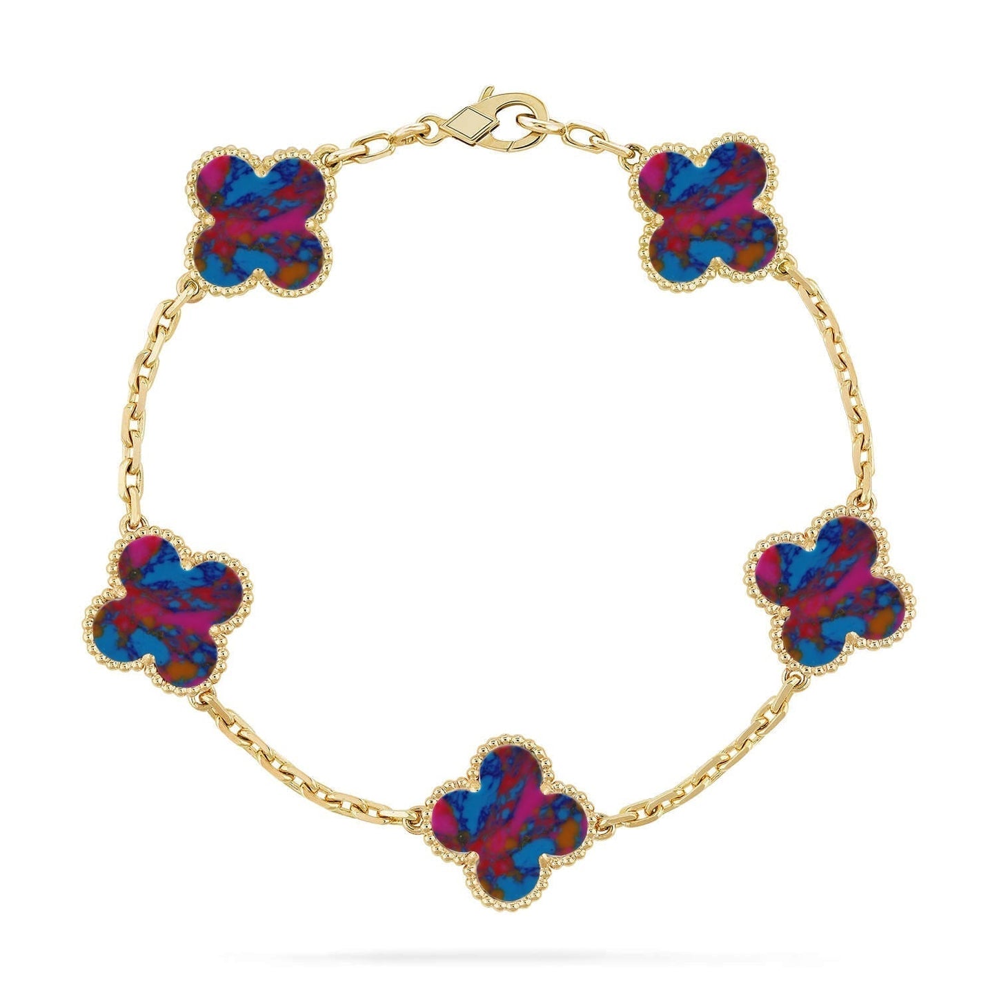 [Triumph Jewelry]CLOVER 5 MOTIF COLOR GEMSTONES BRACELET COLLECTION