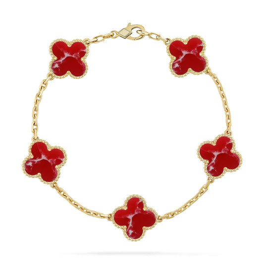 [Triumph Jewelry]CLOVER 5 MOTIF RED PATTERN BRACELET COLLECTION