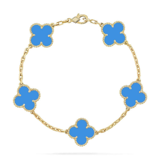 [Triumph Jewelry] CLOVER 5 MOTIF BLUE AGATE BRACELET COLLECTION