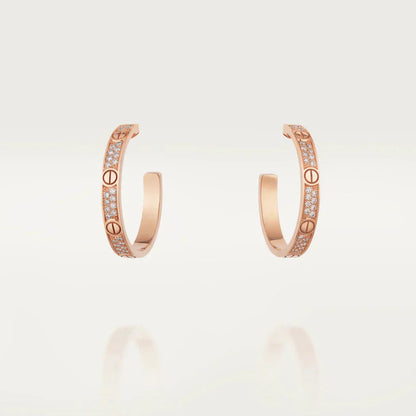 [Triumph Jewelry]LOVE DIAMOND PINK GOLD HOOP EARRINGS