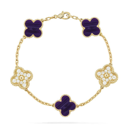 [Triumph Jewelry]CLOVER 5 MOTIF PURPLE STRIPES BRACELET COLLECTION