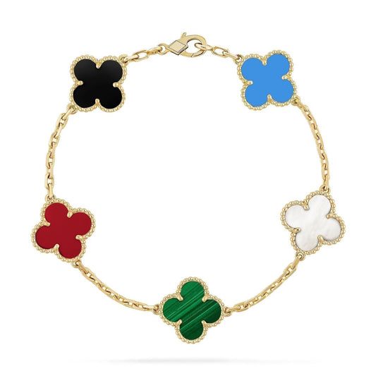 [Triumph Jewelry]CLOVER 5 MOTIFS MULTICOLOR BRACELET