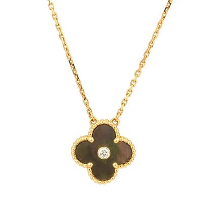 [Triumph Jewelry]CLOVER 15MM DIAMOND AND MOTHER-OF-GREY NECKLACE