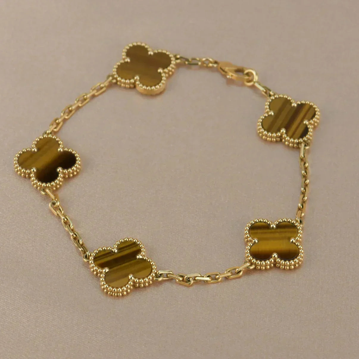 [Triumph Jewelry] CLOVER 5 MOTIFS TIGER EYE BRACELET COLLECTION