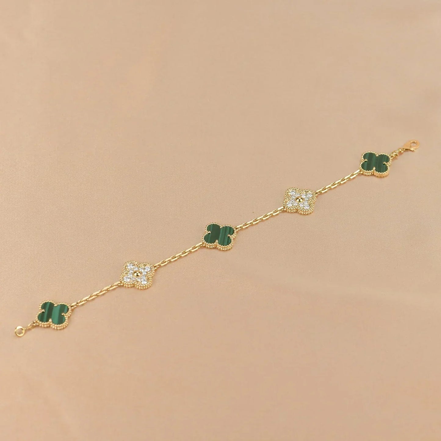 [Triumph Jewelry] CLOVER 5 MOTIF MALACHITE BRACELET COLLECTION
