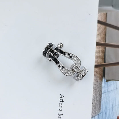 [Triumph Jewelry]FORCE LARGE HORSESHOE BLACK WHITE DIAMOND BRACELET SILVER