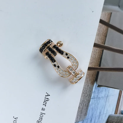 [Triumph Jewelry]FORCE LARGE HORSESHOE BLACK WHITE DIAMOND BRACELET ROSE GOLD
