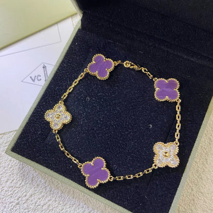 [Triumph Jewelry] CLOVER 5 MOTIF VIOLET BRACELET COLLECTION