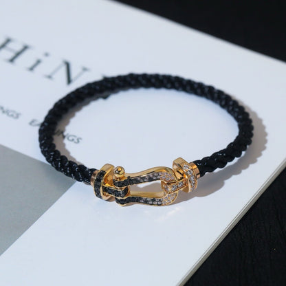[Triumph Jewelry]FORCE LARGE HORSESHOE BLACK WHITE DIAMOND BRACELET ROSE GOLD
