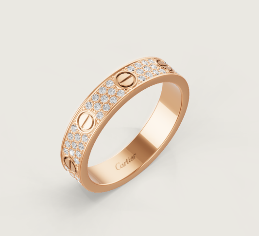 [Triumph Jewelry]LOVE RING 4mm-wide full-diamond ring Rose Gold