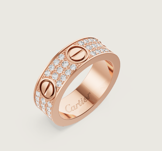 [Triumph Jewelry]LOVE RING 6.5mm-wide full-diamond ring Rose Gold