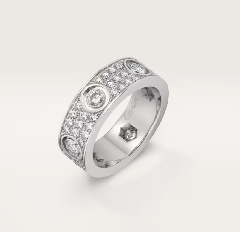 [Triumph Jewelry]LOVE RING 6.5MM Full Diamond, 6 Major Diamonds Silver