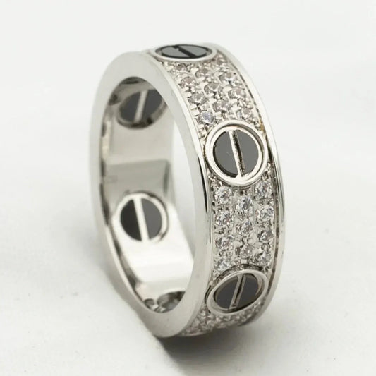 [Triumph Jewelry]LOVE RING 5.5MM DIAMONDS PAVED CERAMIC