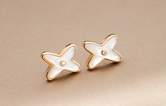 [Triumph Jewelry]JEUX DE WHITE MOP PINK GOLD DIAMOND EARRINGS